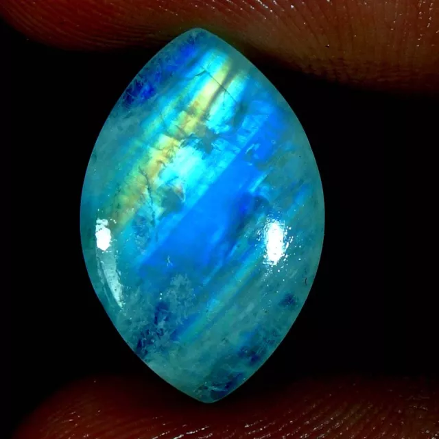 100% Natural Blue Fire Rainbow Moonstone Oval, Pear, Fancy Cab Loose Gemstone