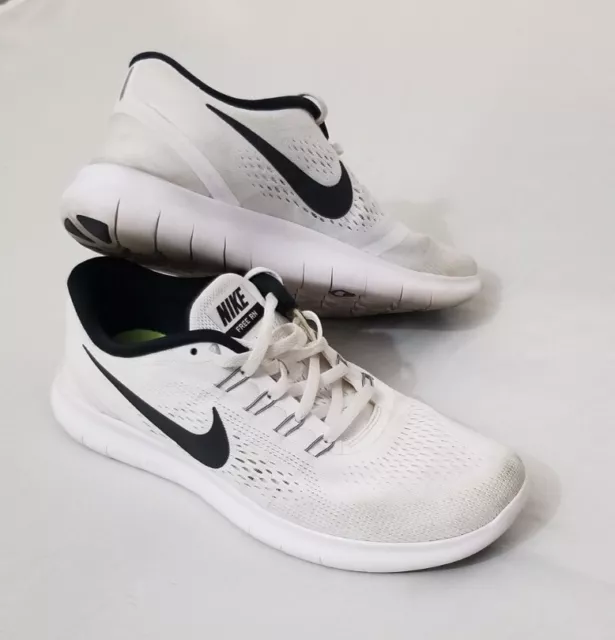 Nike Womens Free RN White Black Running Shoes Sneakers Size 9 831509-100