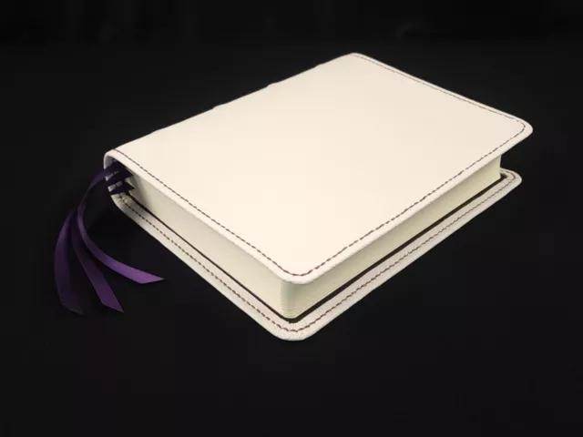 Premium Leather Bible - ESV Single Column Journaling Bible in White Cowhide