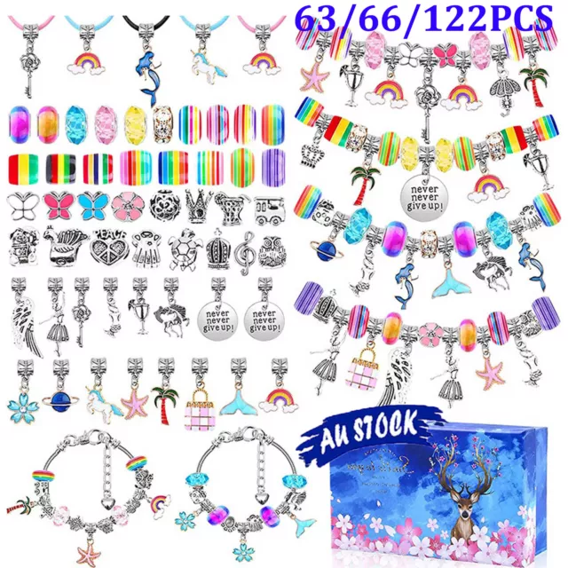 ALIYES Charm Bracelet Making Kit for Teens Girls,Super Cute Jewelry Making  Charms Unicorn/Mermaid Crafts Gifts Set for Ages 8-12