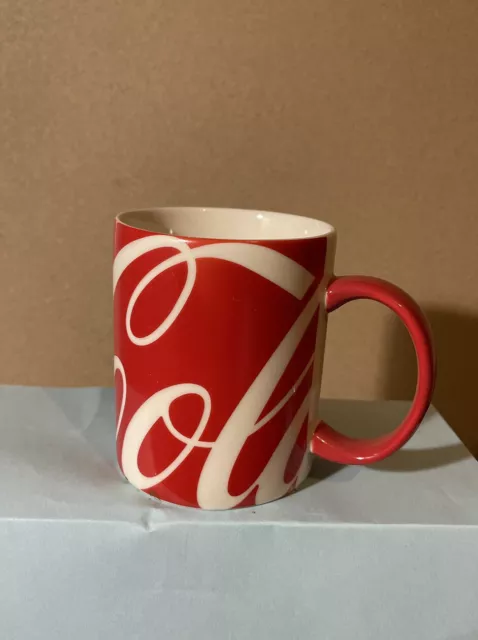 Coca Cola Mug Red White Script 4 inches tall x 3 wide Coffee Cup