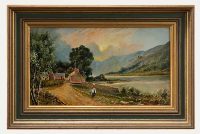 F. Gill - Framed Early 20th Century Oil, Sunset at Llyn Crafnant