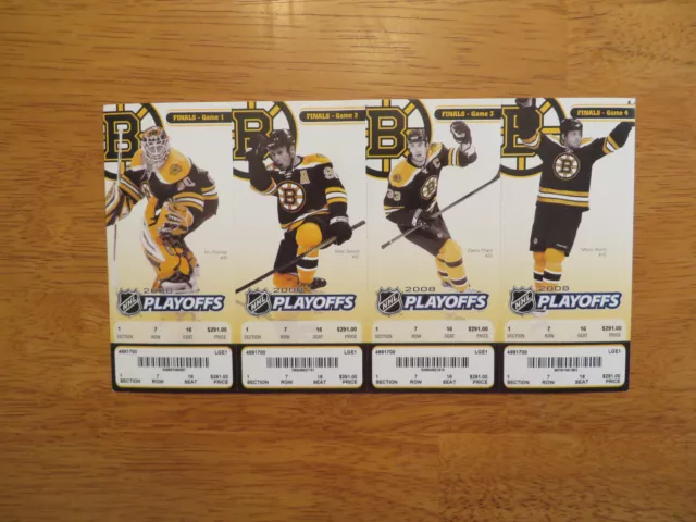 Boston Bruins Billets Éliminatoires Inutilisés Finales 2008 Finales 4 Pack Billets Fantômes