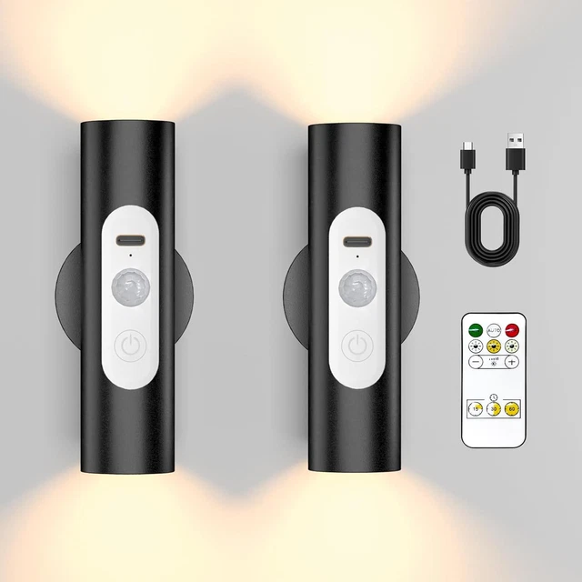 MOTION SENSOR WALL Lights Indoor - Rechargeable Battery Operated Wall ...