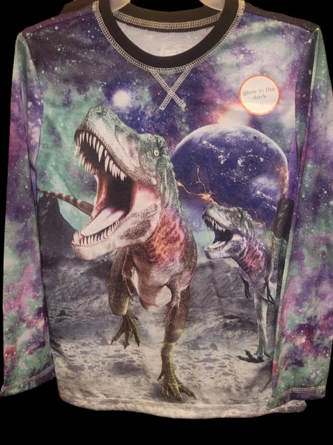 Wonder Nation Boys Long Sleeve Pajama Set 2 Piece Set Space Dino Size M 8
