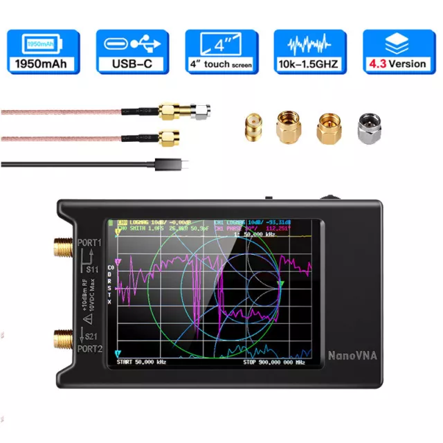 10KHz-1.5GHz NanoVNA H4 Vector Network Antenna Analyzer Measuring S Parameters