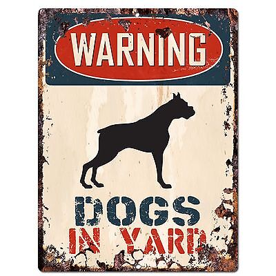 PP2355 WARNING DOGS IN YARD Plate Rustic Chic Sign Home Gate Door Decor Sign
