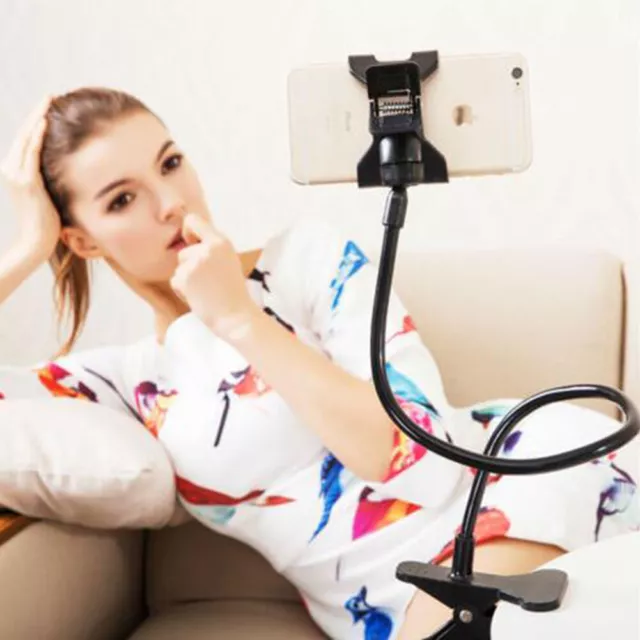 Flexible 360 Clip Mobile Cell Phone Holder Lazy Bed Desktop Bracket Mount Stand~