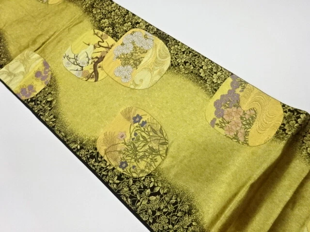 5928255: Japanese Kimono / Vintage Fukuro Obi / Woven Plum Blossoms