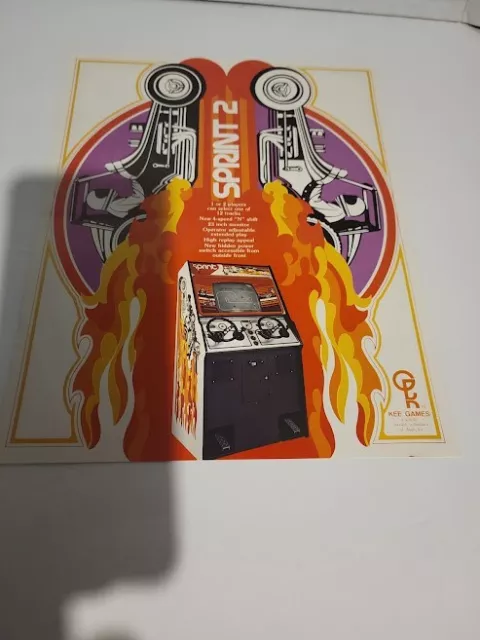 Flyer KEE GAMES,SPRINT 2  1976 Arcade Video Game advertisement original see pic