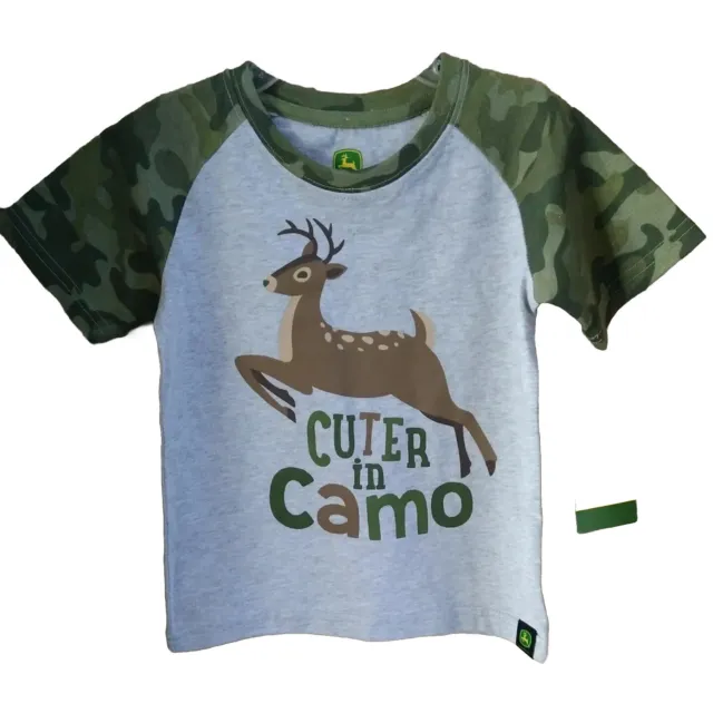 NWT! Toddler Boys John Deere Cuter In Camo hunting deer T-shirt 2T