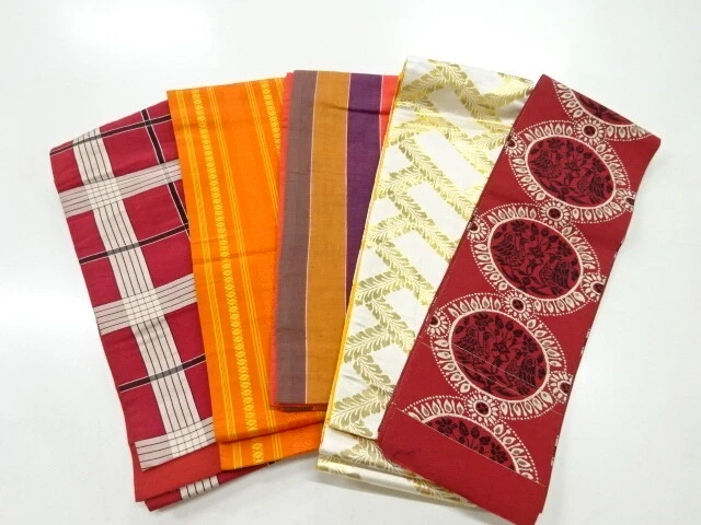 80860# Japanese Kimono / Antique Hanhaba Obi / Set Of 5