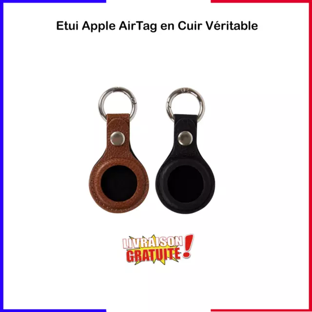 Coque Etui Apple AirTag en Cuir Véritable Protection pour Tracker GPS Porte-Clé