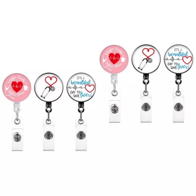 6 Pcs Portable Badge Clip Retractable Name Reel Clips Holders Staff Buckle