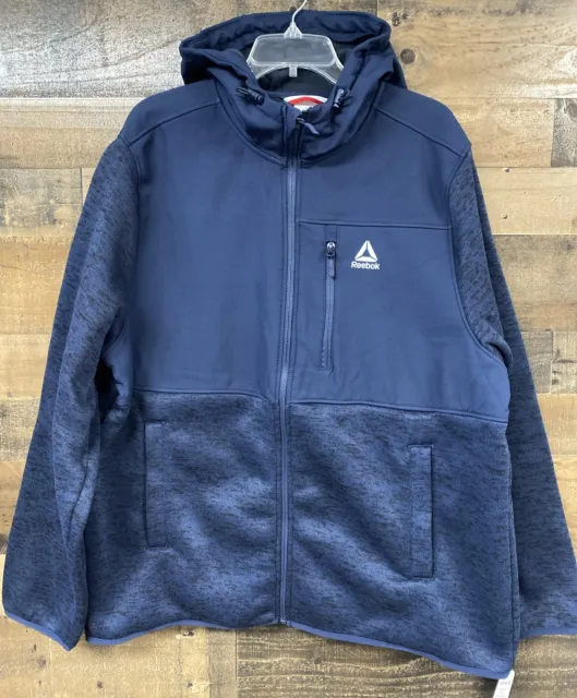 Reebok Men's Active Hooded Zip Up Lightweight Jacket Navy Heather Size XL NWT!