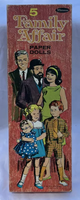 Vintage 1968 Family Affair Paper Dolls, 5 Dolls, Stands, Clothes, Original Box