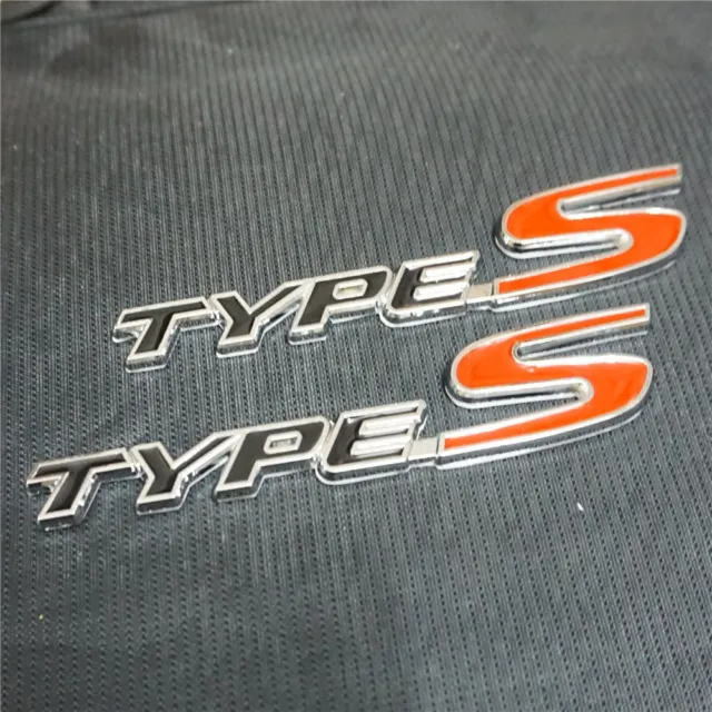 2x Black TYPE-S Red Chrome Metal Decal Sticker Emblem Badge 3D Racing Engine Car