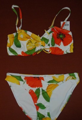 NEXT BIANCO E Bikini Floreale Nuovo Con Etichette Taglia 8 