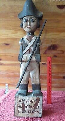 Vintage Wooden Soldier Statue hand carved George Nathan Owe Nothing to the Crown