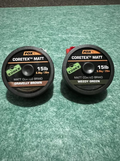 Fox Coretex Matt Coated Braid 20m 15lb 1x Gravelly Brown, 1x Weedy Green