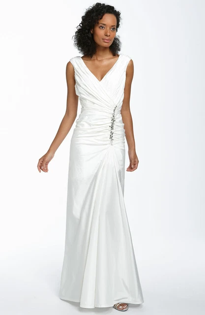 Tadashi Shoji Ruched Silk Taffeta Wedding Gown Sz 14 Ivory Tadashi Shoji Ruched Silk Taffeta Wedding Gown Sz 14 Ivory