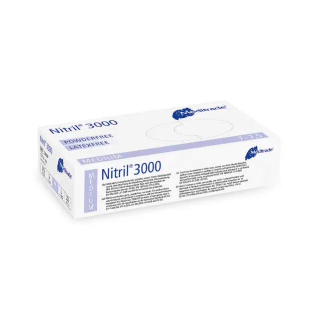 Guante de investigación Nitrilo 3000 de nitrilo, sin polvo, grande, (8-8,5)