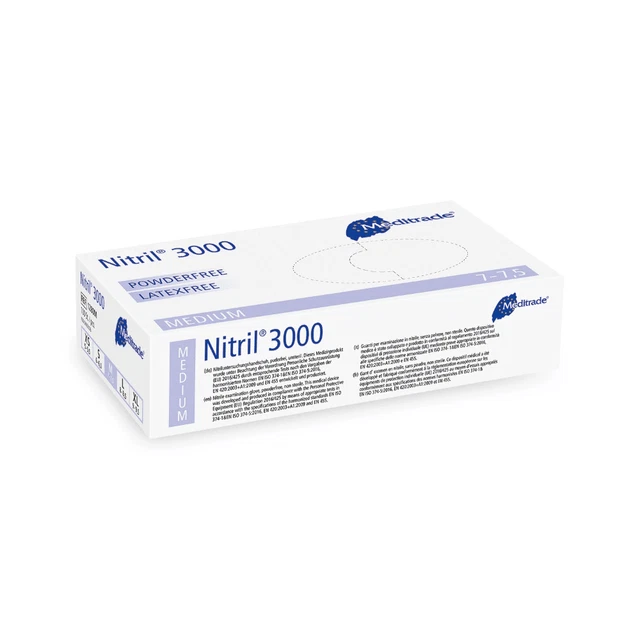 Guante de investigación Nitrilo 3000 de nitrilo, sin polvo, grande, (8-8,5)