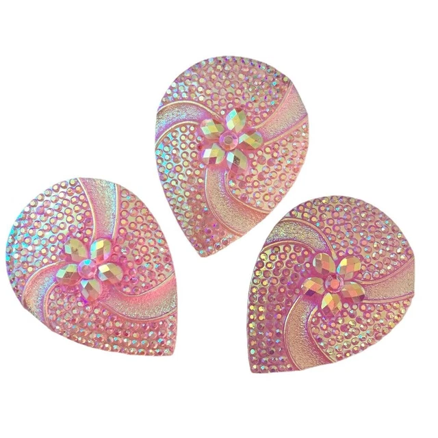 5 x Fancy Glitter Drops Flower Design Metal backed Resin Swirl Glitter Effect XL