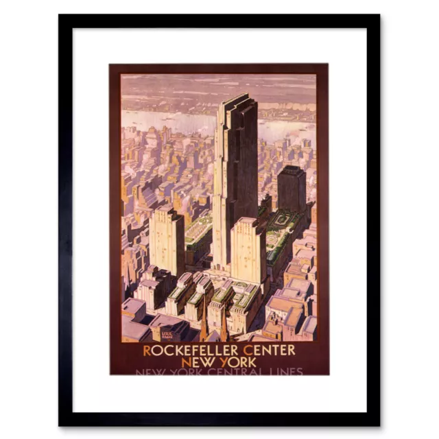 Travel Rockefeller New York Rail Train Framed Art Print Picture Mount 12x16 Inch