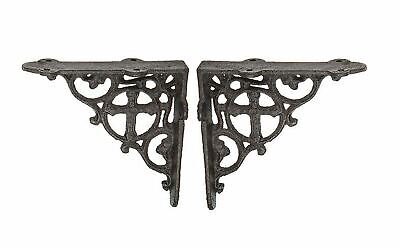 PAIR of cast iron Scaffold vintage old rustic wall shelf support brackets 2