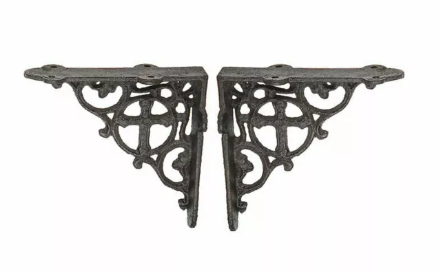 Pair 6" Medium Cast Iron Victorian Gothic Shelf Brackets antique decorative