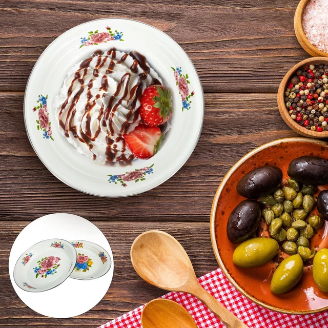 2 pz vassoio da tè smaltato ciotola da cucina smaltata piastra di ferro