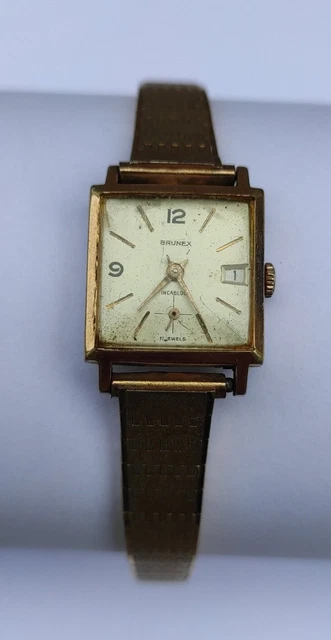 Montre Femme Airain 17 Seventeen Jawels Incabloc – Bracelet Plaqué Or – Occasion à Réviser
