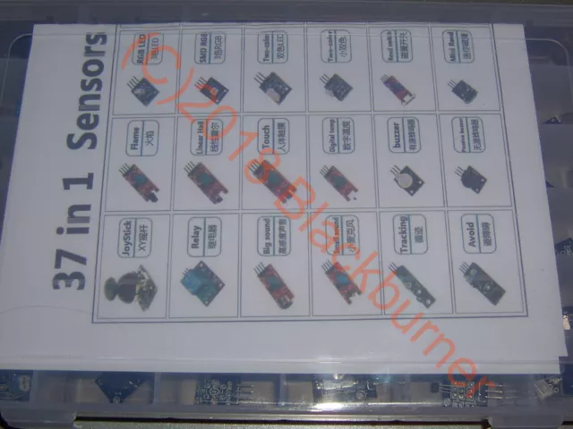 37 in 1 Sensor Kit Set für Arduino + Kunststoffbox / passendes 9V 1A Netzteil