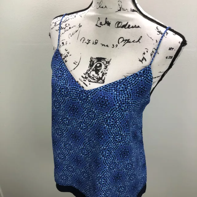 PAPER CRANE Sweetheart Neck Spaghetti Strap Blue Print Tank Top Women's Size M