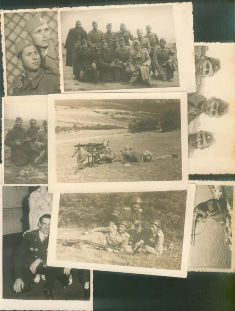 YUGOSLAVIA SERBIA JNA ARMY EARLY POST-WWII LOT 8 PHOTOS mg-42 helmets