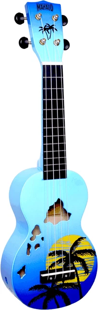 Ukulele  Soprano  Iles Hawai Bleu Brillant +  Housse  Mahalo Md1Habub