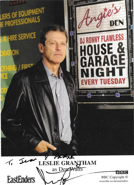 Leslie Grantham - Den Watts - Eastenders - Cast Card - Hand Signed - Dedicated