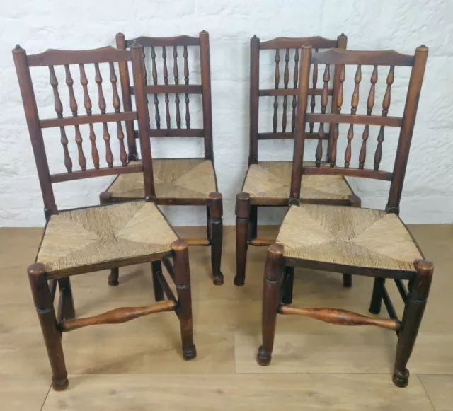Dining Chairs Set Of 4 Rush Seat 19th Century Spindle Back Postage Available