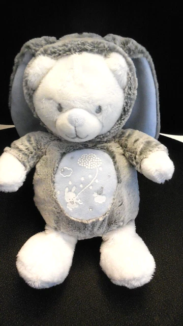 doudou peluche ours lapin blanc gris chiné bleu phosphorescent MOTS D'ENFANTS 3x