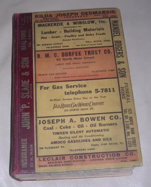 HTF 1943 Polk's Fall River MA Guide & Classified Business Directory Vintage Book