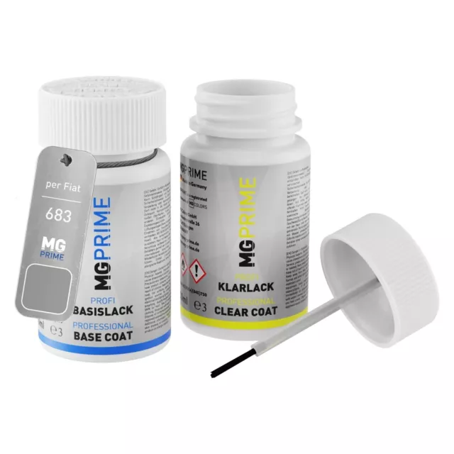 Vernice per auto Kit stilo di ritocco per Fiat 683 Grigio Metallic 2 x 50ml