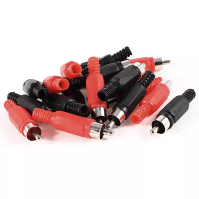 20pcs Black Red RCA Phono Male Plug Solder Connector Adapter Terminal AV Audio