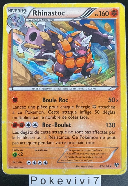 Carte Pokemon RHINASTOC 62/146 Holo XY de Base FR OCCASION