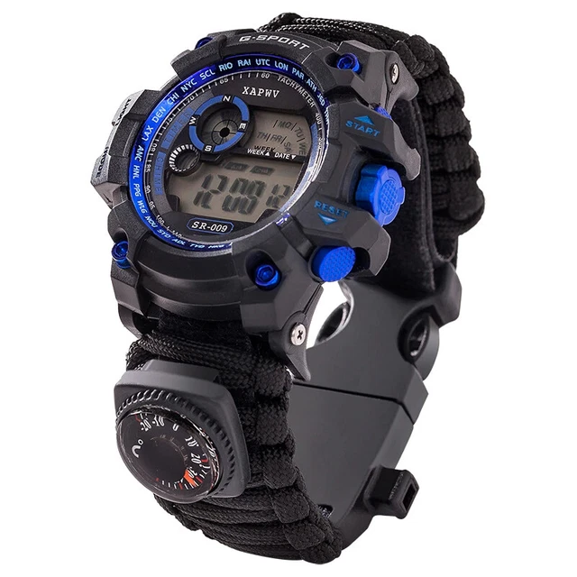 Montre de survie en plein air, avec Vision nocturne, étanche à 50M, boussole