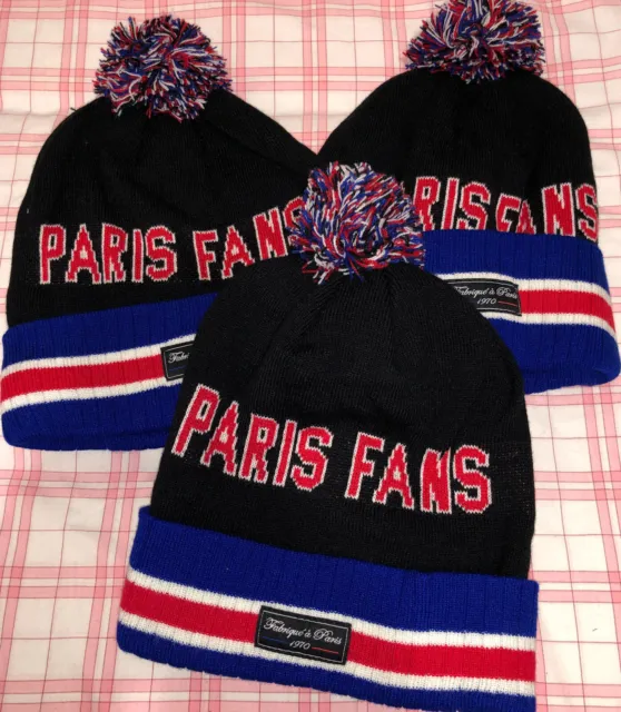 Lot 3 bonnets PARIS FANS fabriqué à Paris 1970, psg supporters ultras saint germ