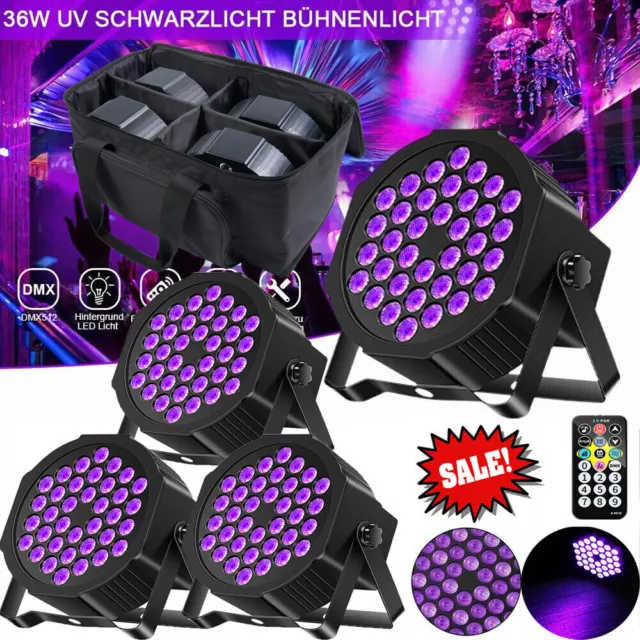 4x 80W 36 LEDs PAR Can+Tragetasche DMX Bühnenlicht UV Schwarzlicht DJ Party Show