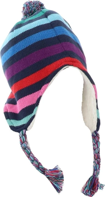 Lands' End Kid's Peruvian Hat Rainbow Stripe M-L NEW 511647