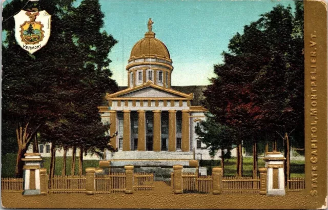 State Capitol Montpelier VT Vermont Postcard VTG UNP Vintage Unused Engraved