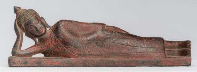 Ancien Khmer Style Se Asie Bois Inclinable Nirvana Statue de Bouddha - 40cm/16 "
